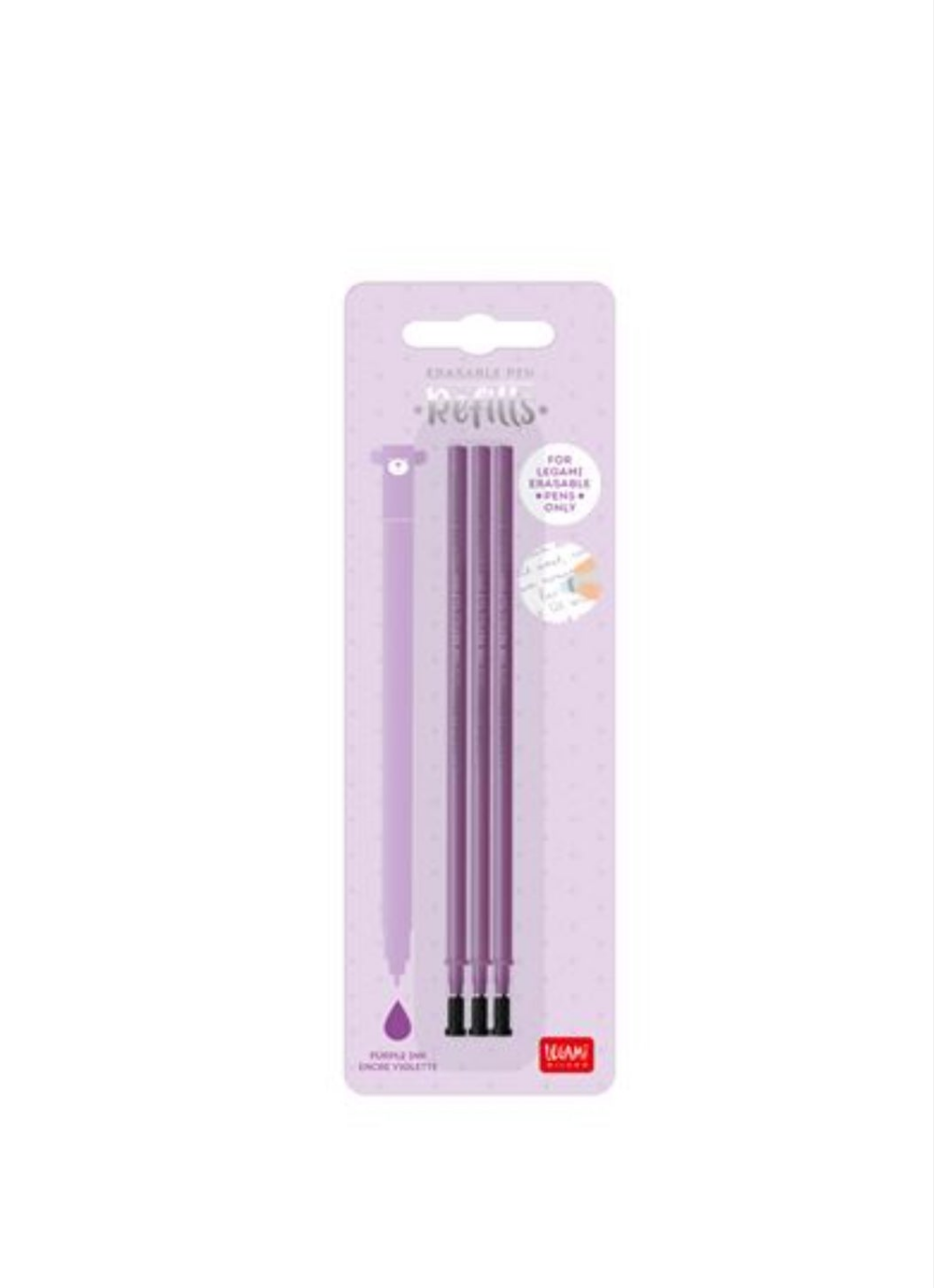 Recarga para Caneta que Apaga Legami Lilás -Set de 3 Unidades