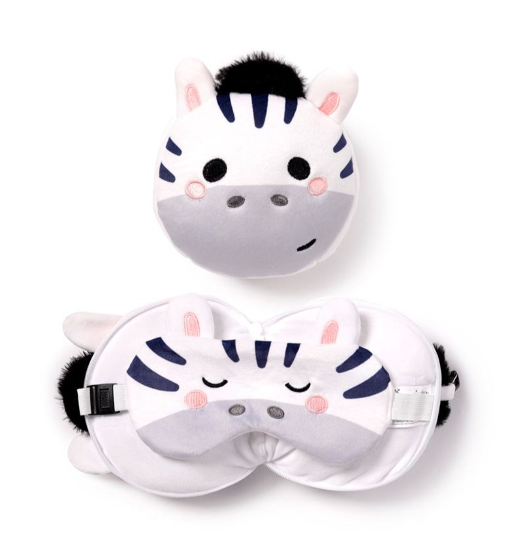 Almofada de Viagem e Máscara para Dormir - Zebra