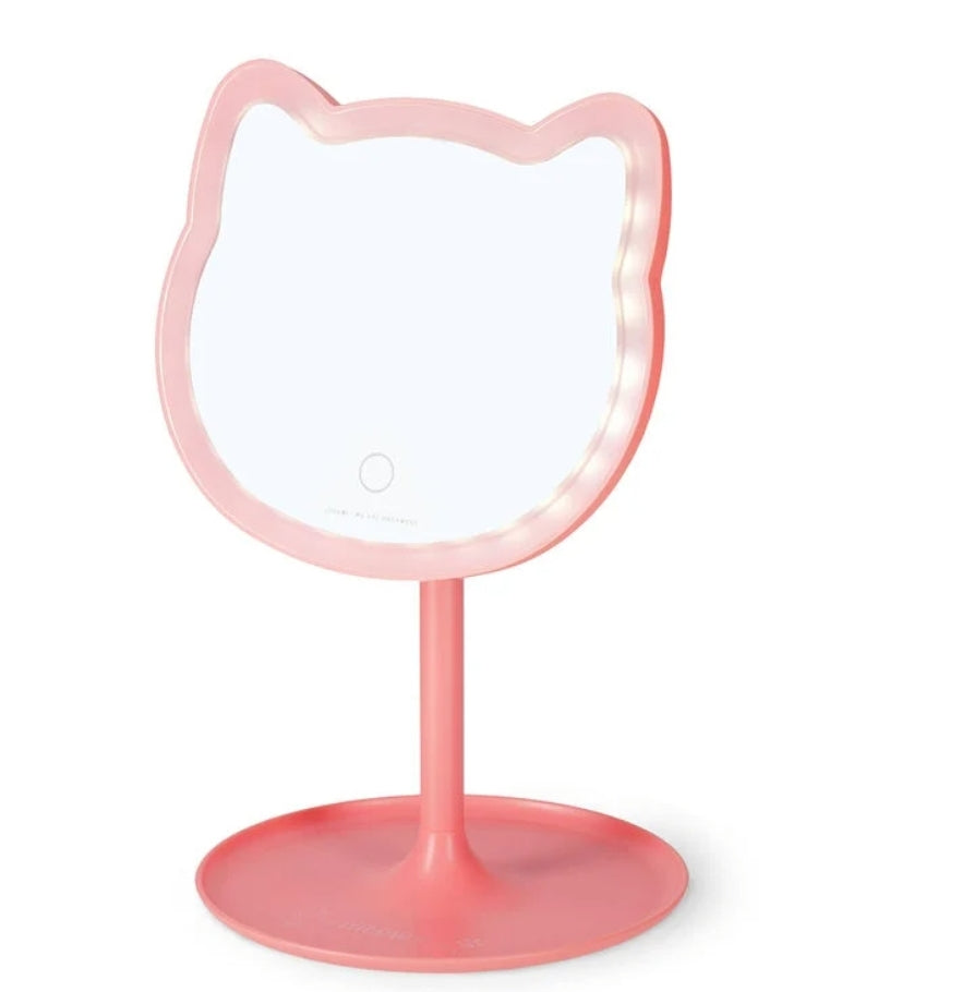 Espelho Gato com Luz Regulável e Base Para Jóias