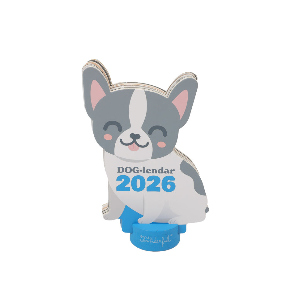 Calendário de Secretária Mr.Wonderful 2026 com base - Bulldog