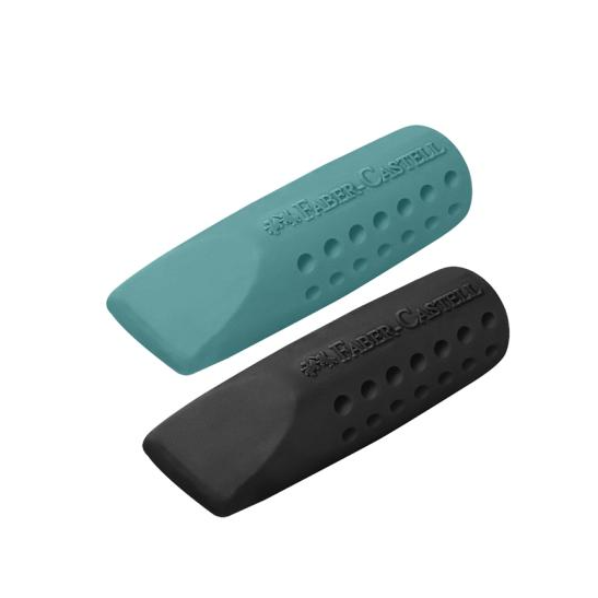 Pack 2 Borracha Grip 2001 Preto e Azul para Topo e Proteção do Bico do Lapis Faber-Castell