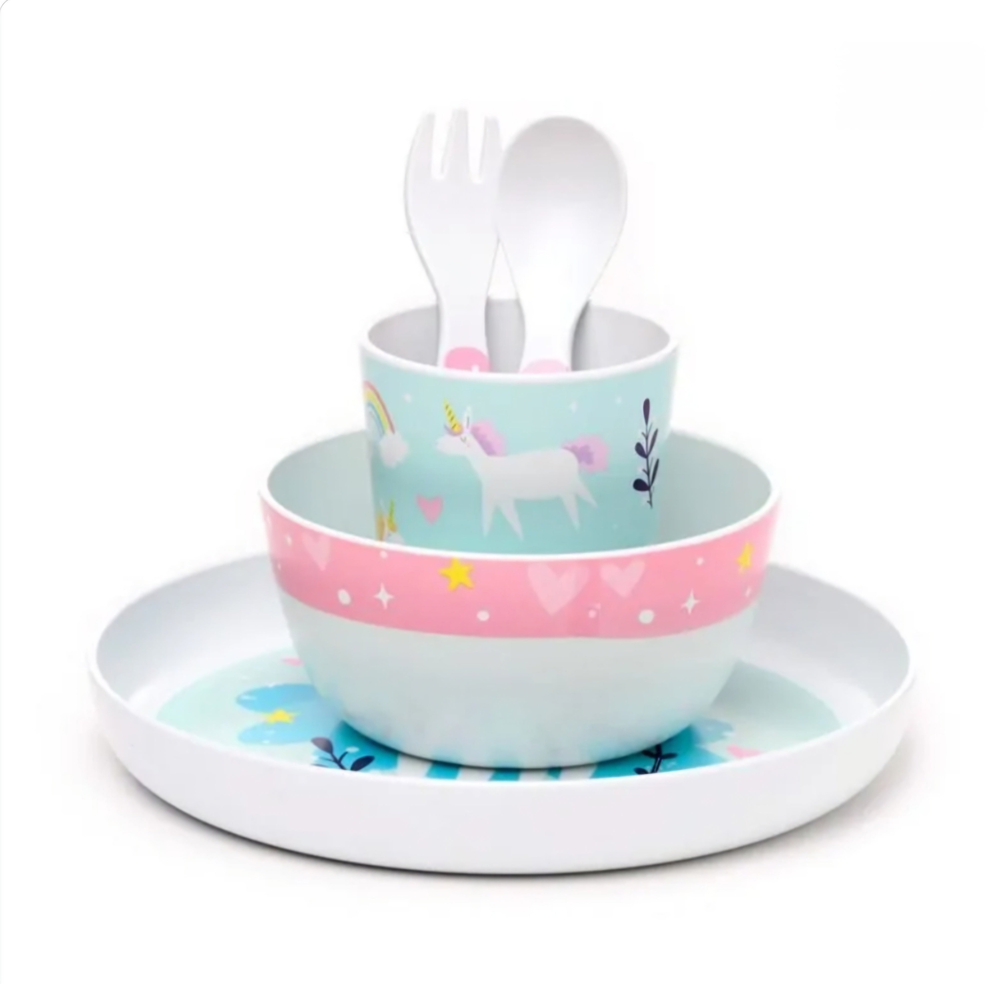 Conjunto de Refeição 5 Peças Unicórnios