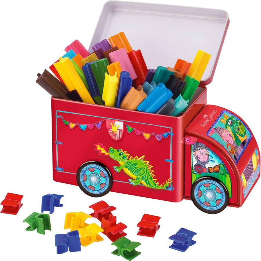 Camião com 33 Marcadores e 10 Conectores para Ligar as Cores Faber-Castell