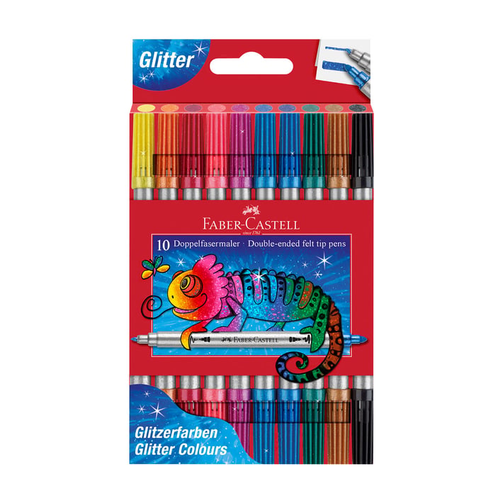 Conjunto 10 Marcadores Dupla Ponta Com Glitter Faber-Castell
