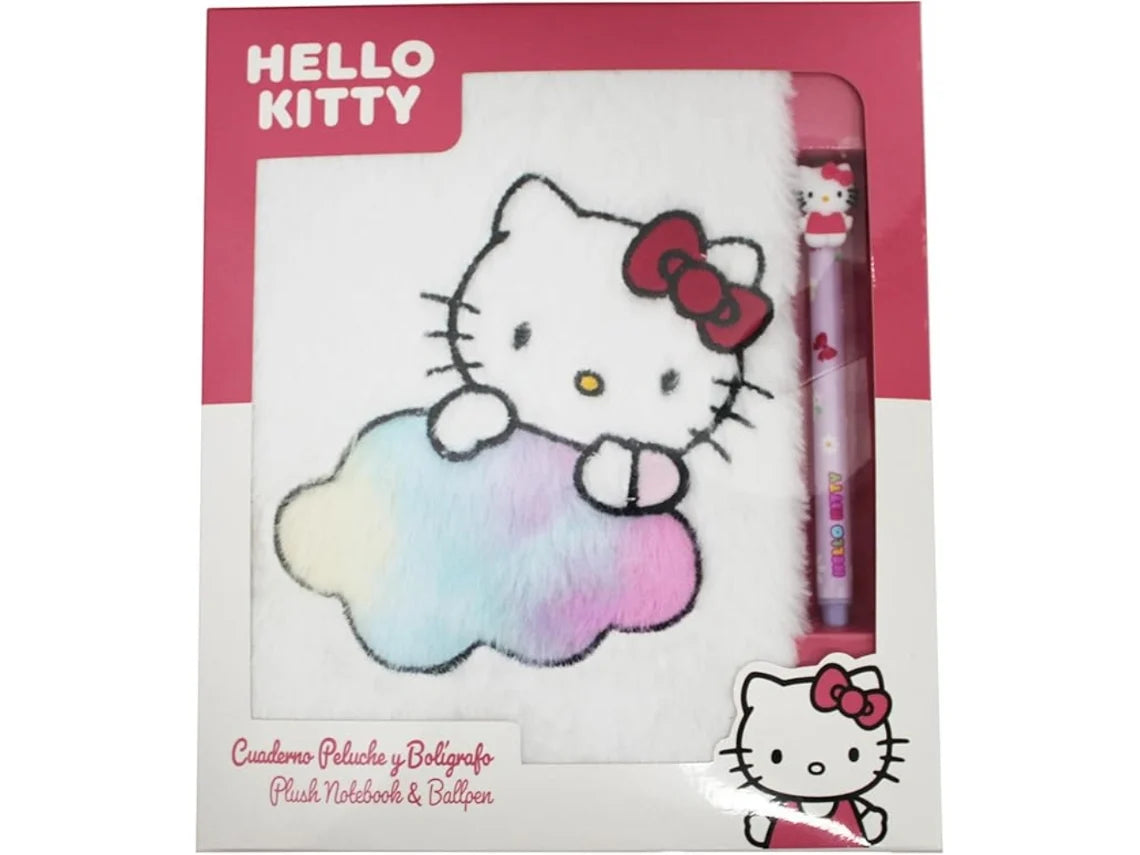 Conjunto Caderno em Pelúcia e Caneta Hello Kitty