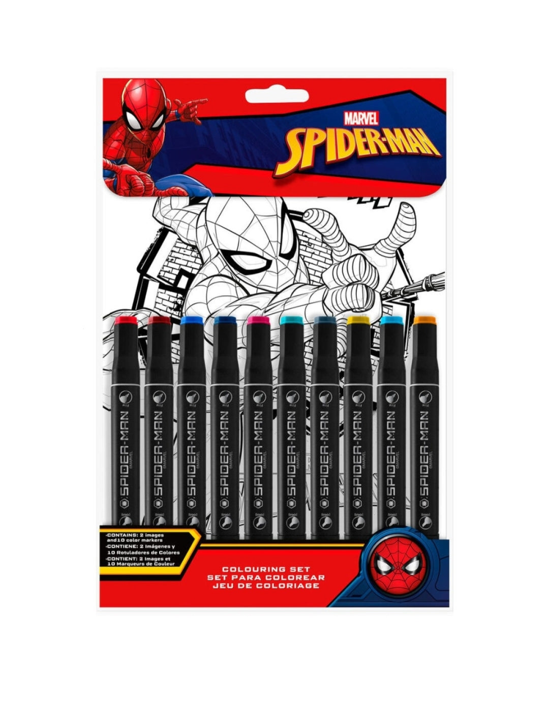 Conjunto Pintar Homem Aranha com 10 Marcadores Dupla Ponta
