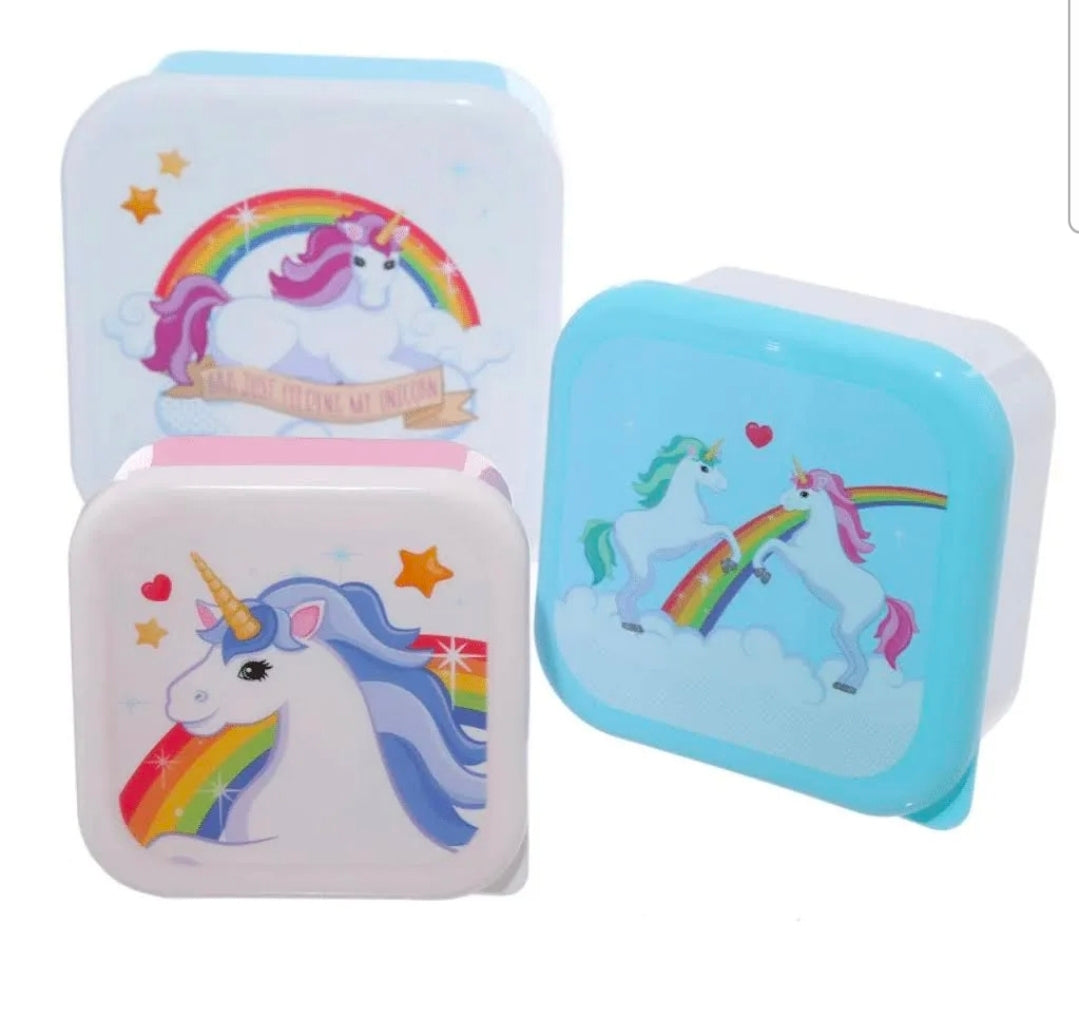 Conjunto 3 Caixas de Lanche Unicórnio