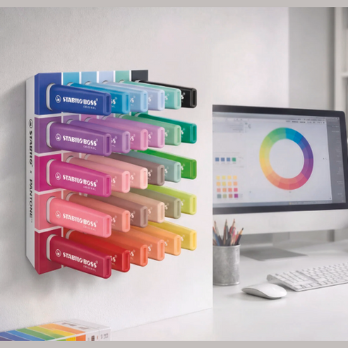 Expositor de 30 Sublinhadores Stabilo & Pantone Edição Limitada