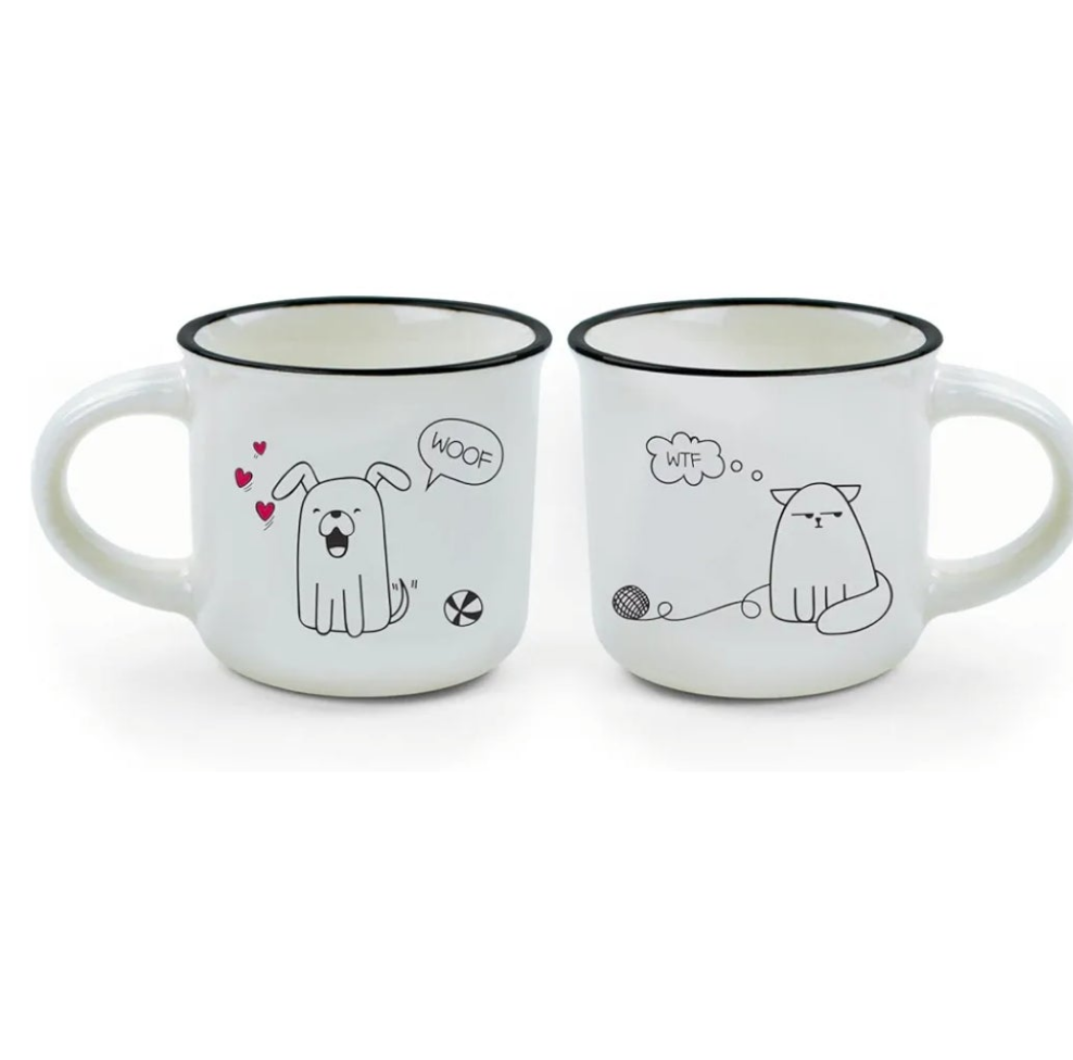 Conjunto 2 Chávenas Café Cão e Gato Legami