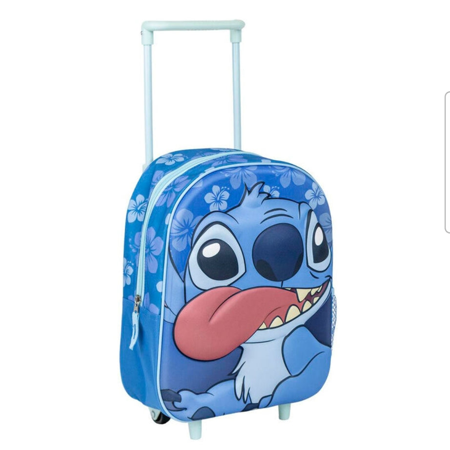 Mochila Trolley Pré-escolar do Stitch 3D com 31cm