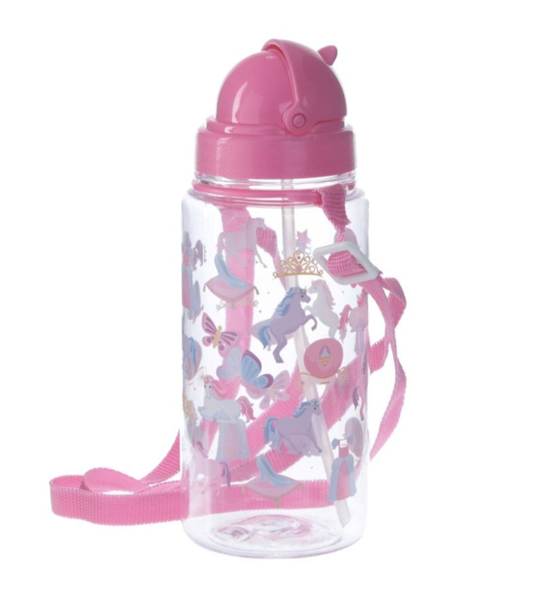 Garrafa com Tampa e Palhinha 450ml - Unicórnios