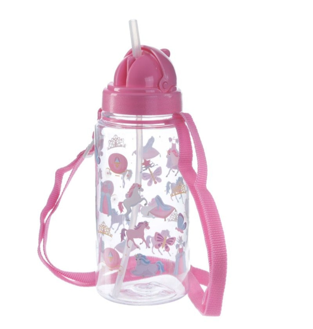Garrafa com Tampa e Palhinha 450ml - Unicórnios