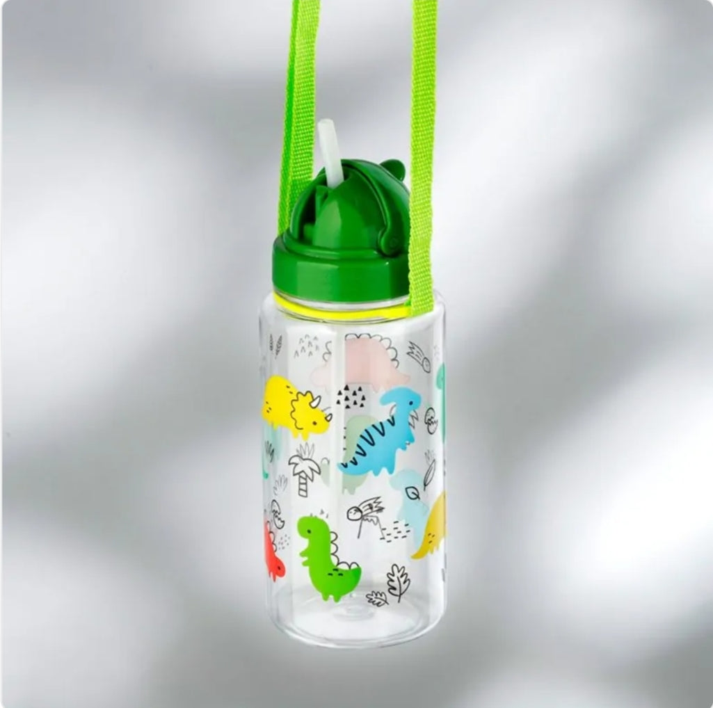 Garrafa com Palhinha Dinossauro 450ml