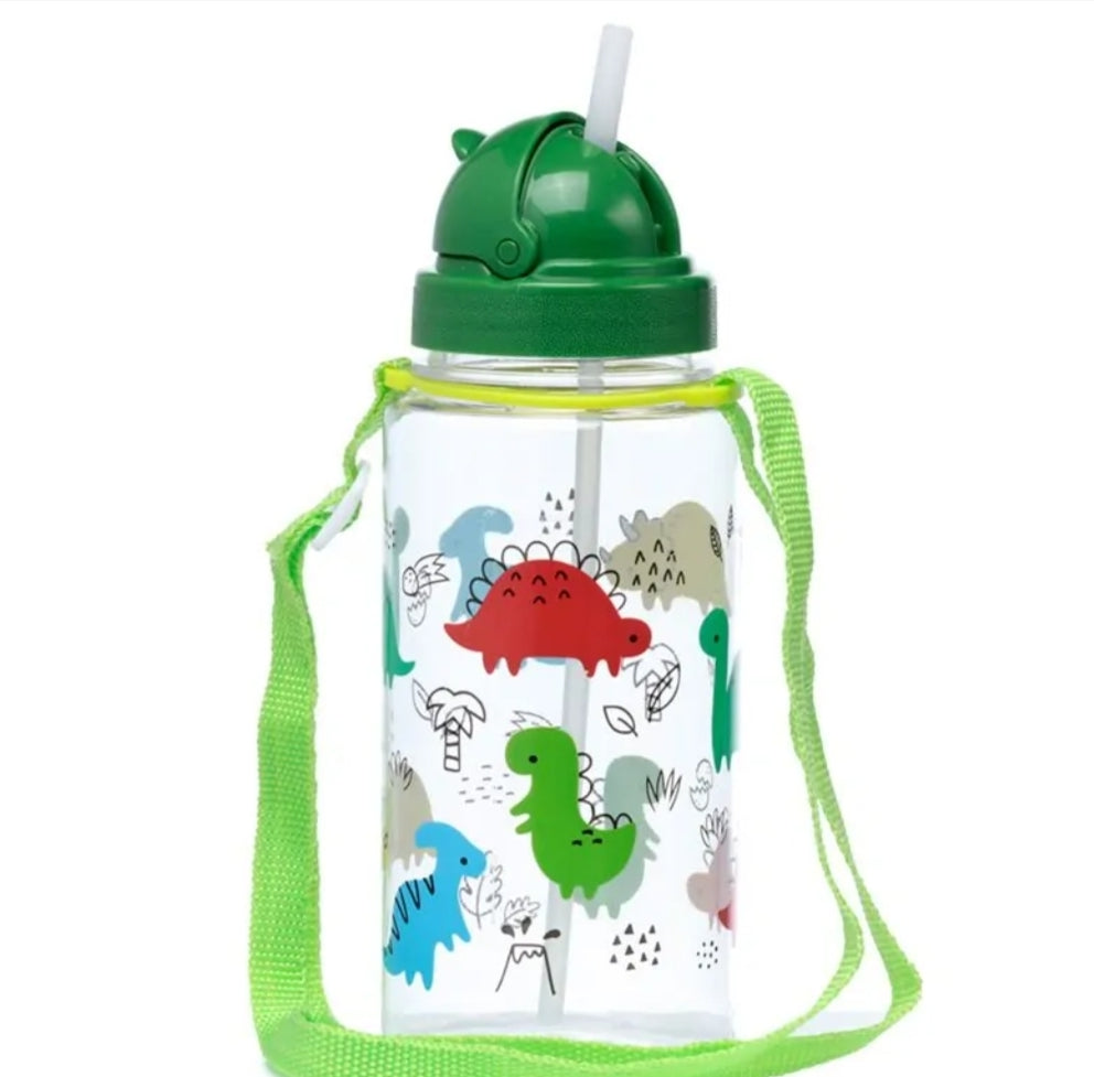 Garrafa com Palhinha Dinossauro 450ml
