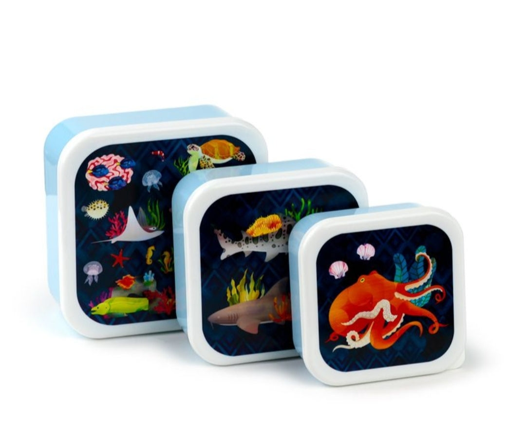 Conjunto 3 caixas de Lanche Reino Marinho