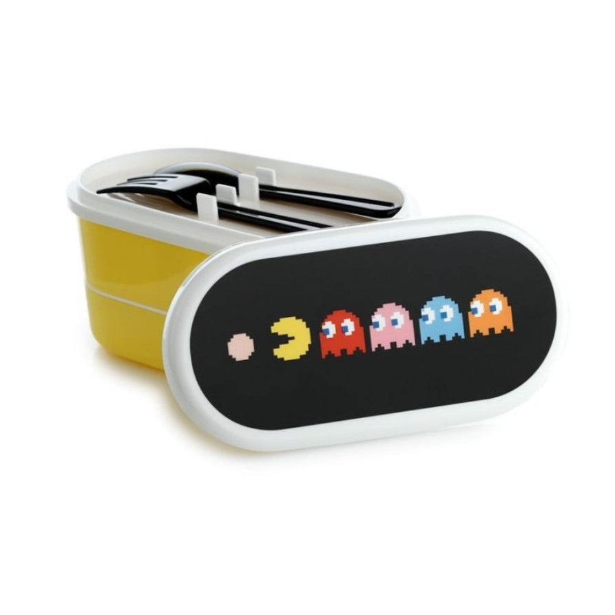 Caixa de Lanche com Divisórias e Talheres Pac-Man