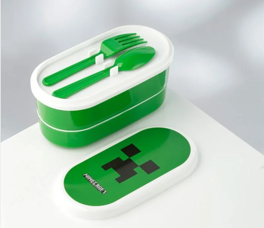 Caixa de Lanche com Divisórias e Talheres Minecraft