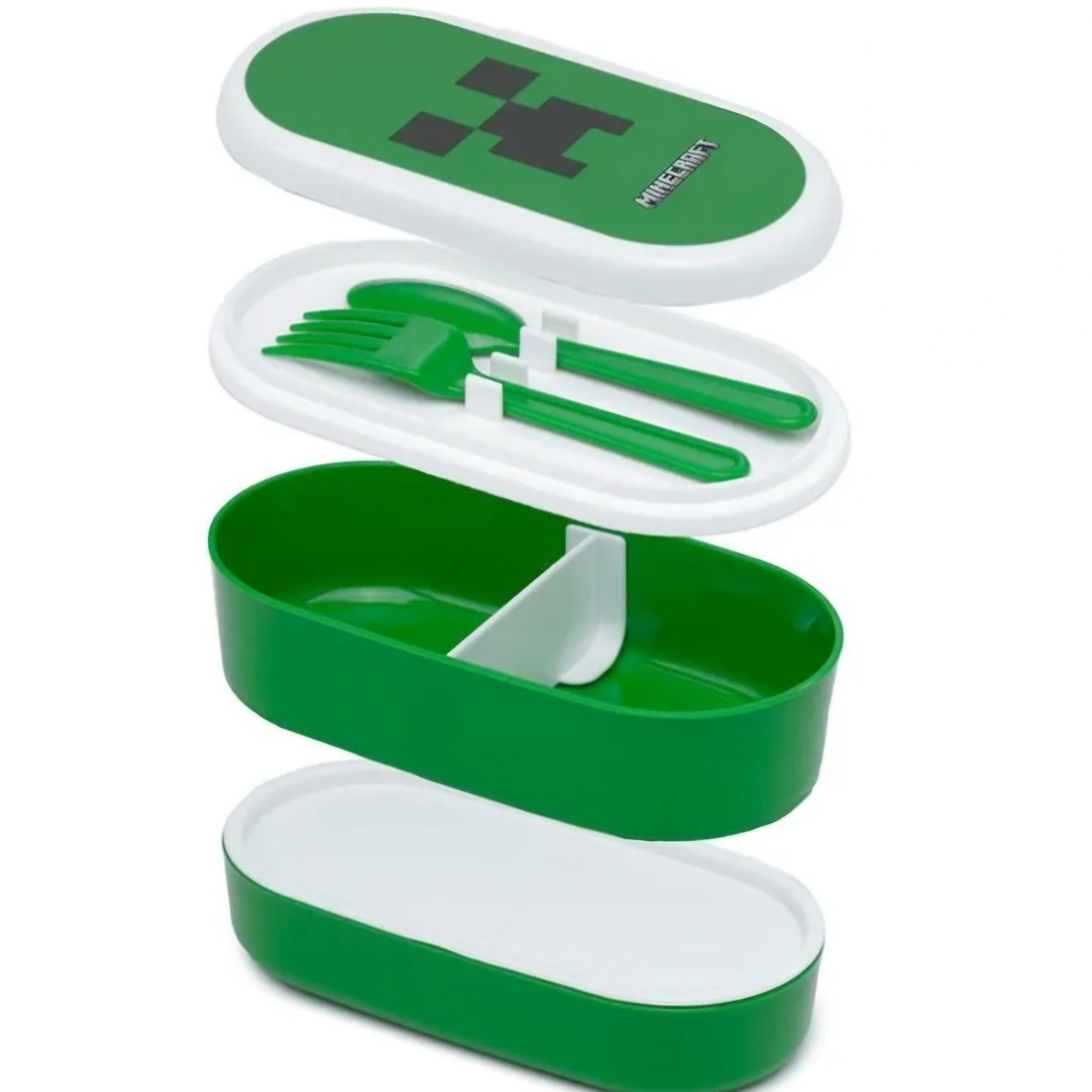 Caixa de Lanche com Divisórias e Talheres Minecraft