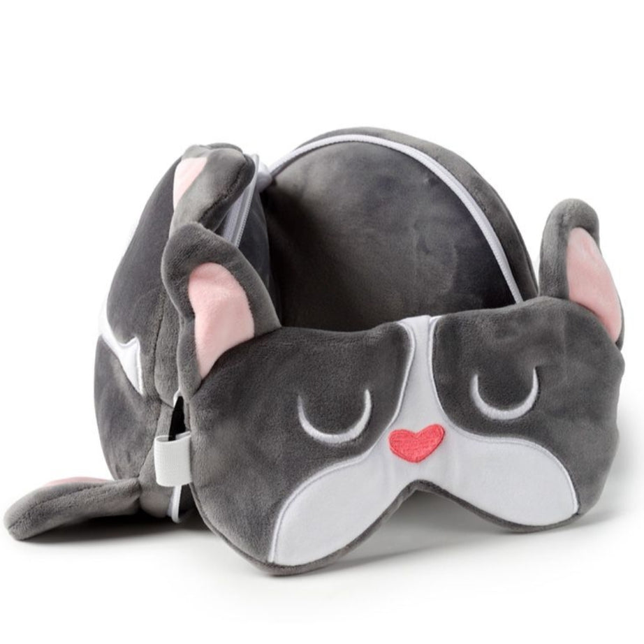 Almofada de Viagem e Máscara para Dormir - Bulldog Francês