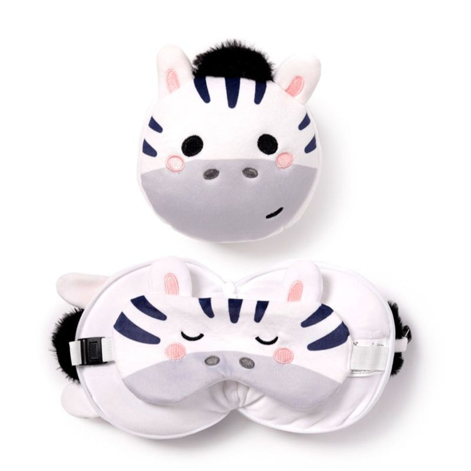 Almofada de Viagem e Máscara para Dormir - Zebra