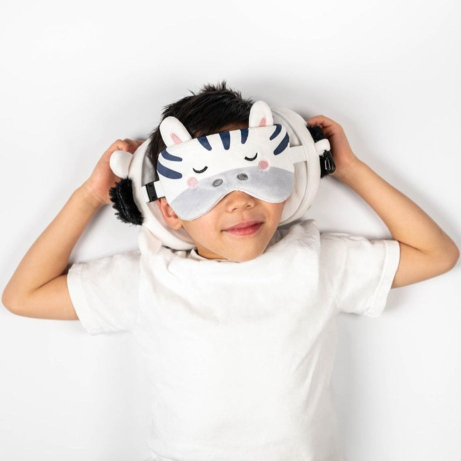 Almofada de Viagem e Máscara para Dormir - Zebra