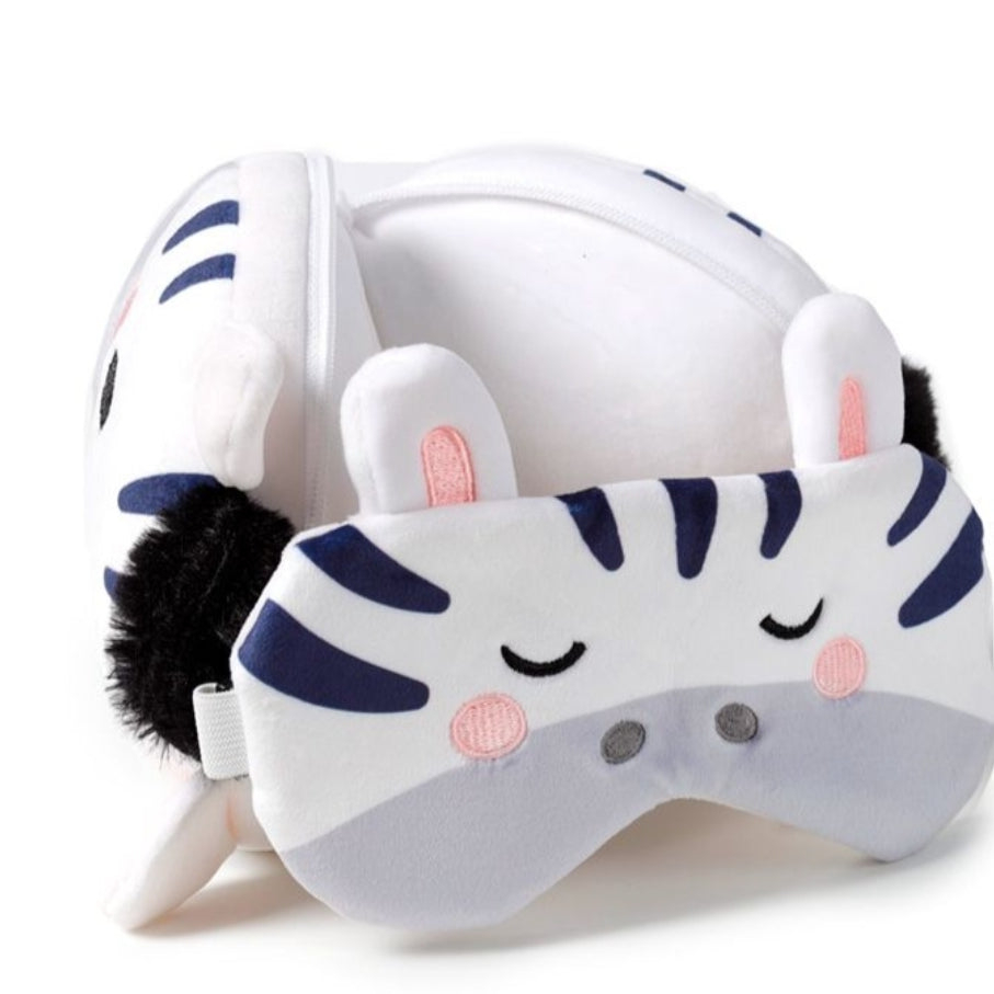 Almofada de Viagem e Máscara para Dormir - Zebra