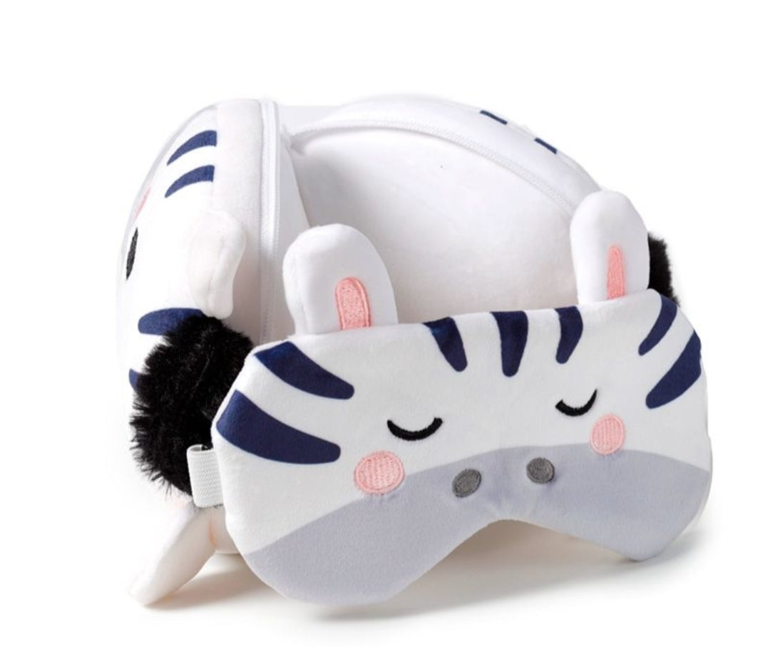 Almofada de Viagem e Máscara para Dormir - Zebra