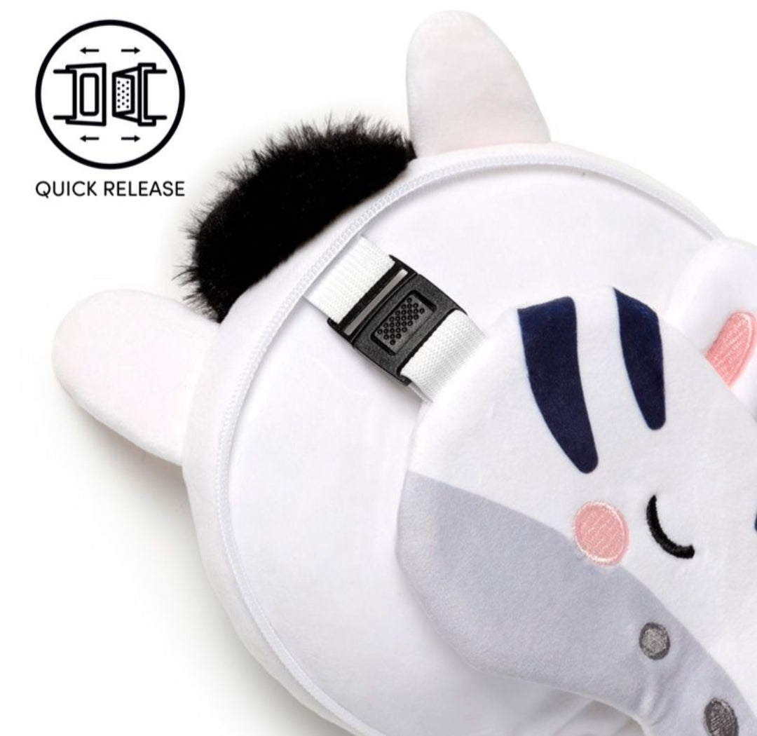 Almofada de Viagem e Máscara para Dormir - Zebra