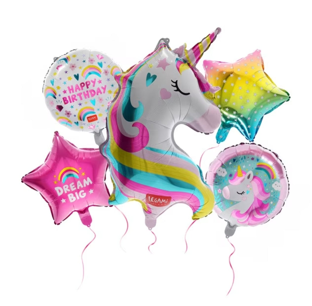 Conjunto 5 Balões Unicórnio Legami