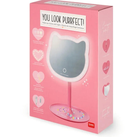 Espelho Gato com Luz Regulável e Base Para Jóias