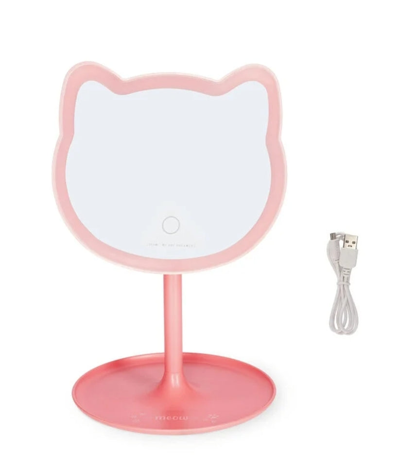 Espelho Gato com Luz Regulável e Base Para Jóias