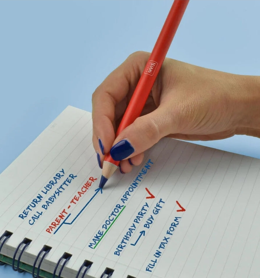 Lápis Jumbo com 2 Pontas Azul e Vermelho - Legami