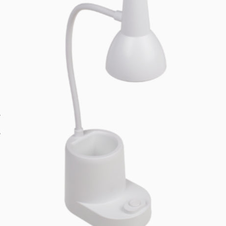 Candeeiro Secretária com Copo para Canetas Branco