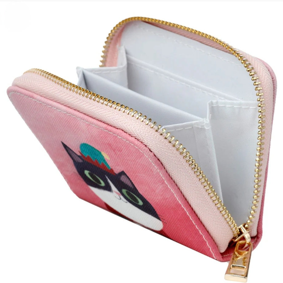 Porta Moedas com Fecho e Divisória Rosa