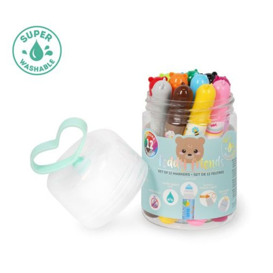 Conjunto 12 Marcadores Laváveis Ursinhos Teddy - Legami