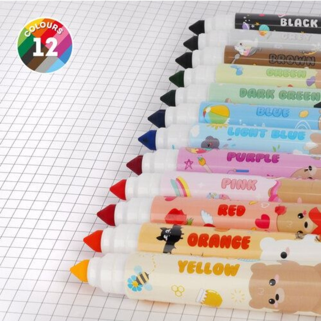 Conjunto 12 Marcadores Laváveis Ursinhos Teddy - Legami