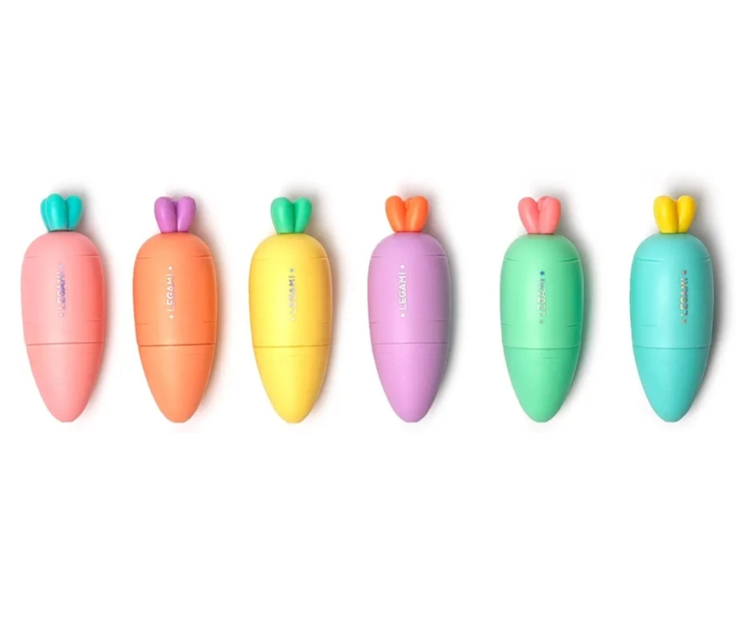 Conjunto de 6 Mini Marcadores Cor Pastel Cenouras - Legami