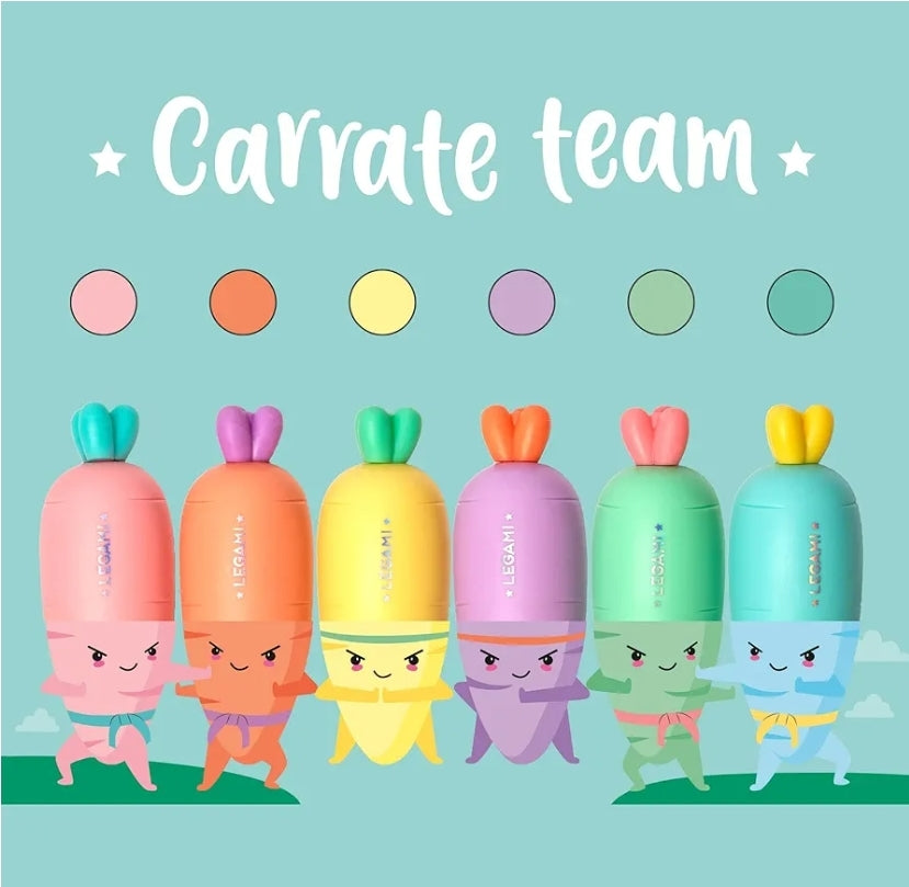 Conjunto de 6 Mini Marcadores Cor Pastel Cenouras - Legami