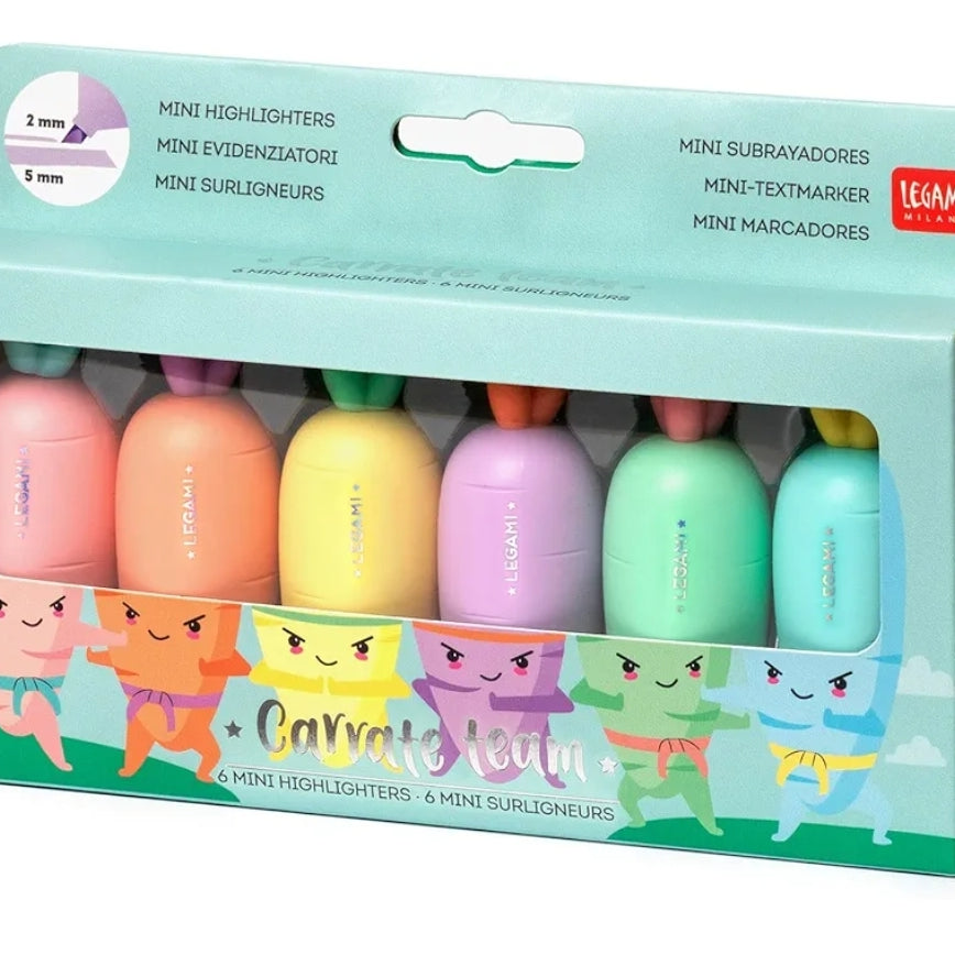 Conjunto de 6 Mini Marcadores Cor Pastel Cenouras - Legami