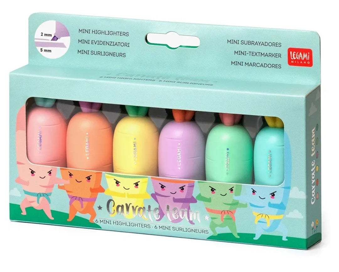 Conjunto de 6 Mini Marcadores Cor Pastel Cenouras - Legami