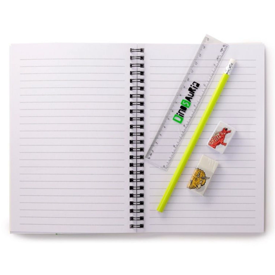 Conjunto 6 de Papelaria - Caderno, Estojo, Lápis, Régua, Afia e Borracha