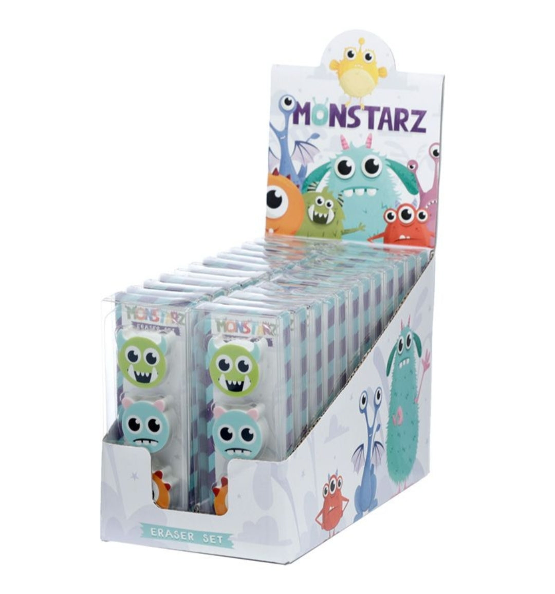 Conjunto 3 Borrachas Monstarz