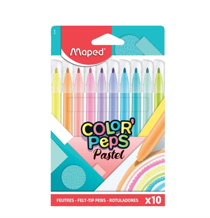 10 Marcadores Pastel de Colorir Peps