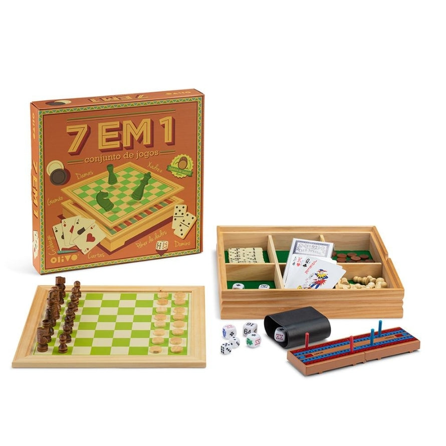 7 em 1 Conjunto de Jogos em Madeira - Olivo