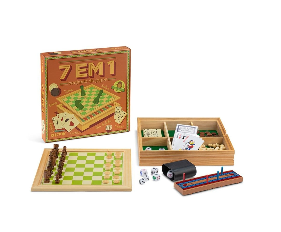 7 em 1 Conjunto de Jogos em Madeira - Olivo