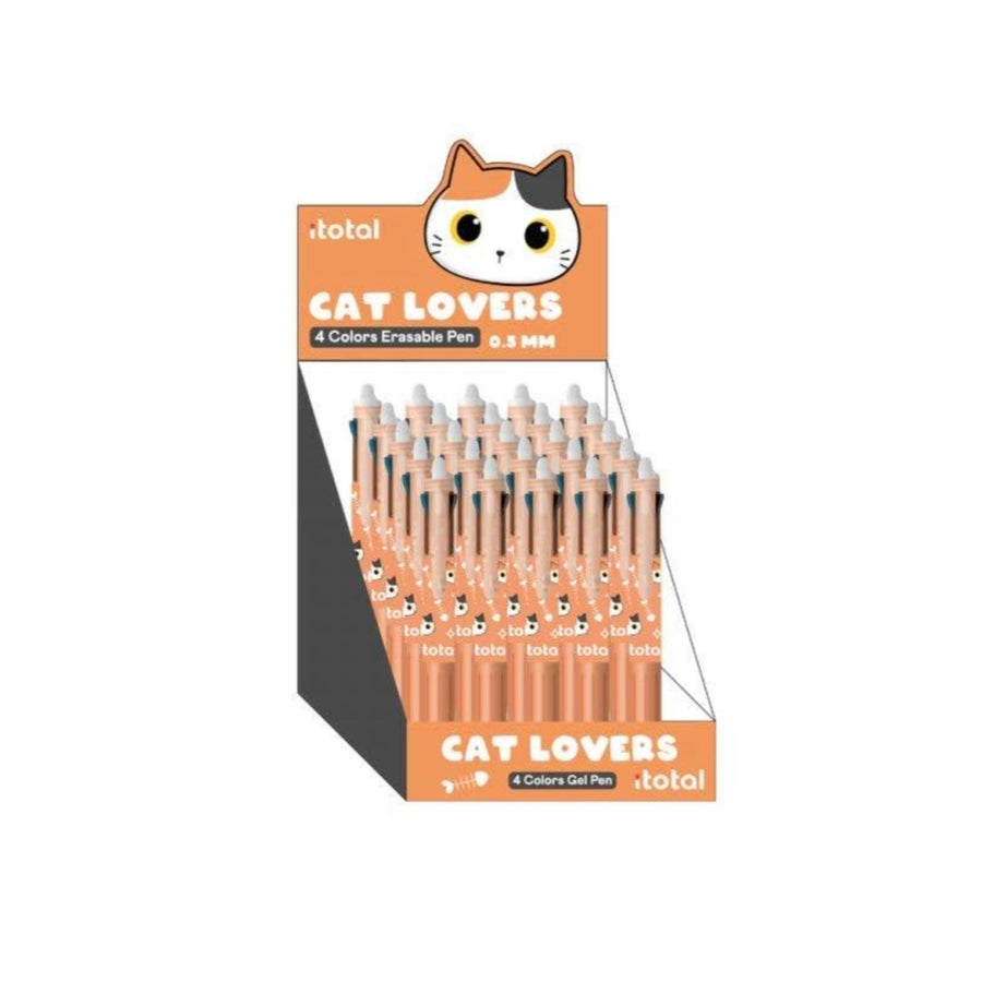 Caneta Apagável 4 Cores (Preto, Azul, Vermelho e Verde) - Gato Laranja