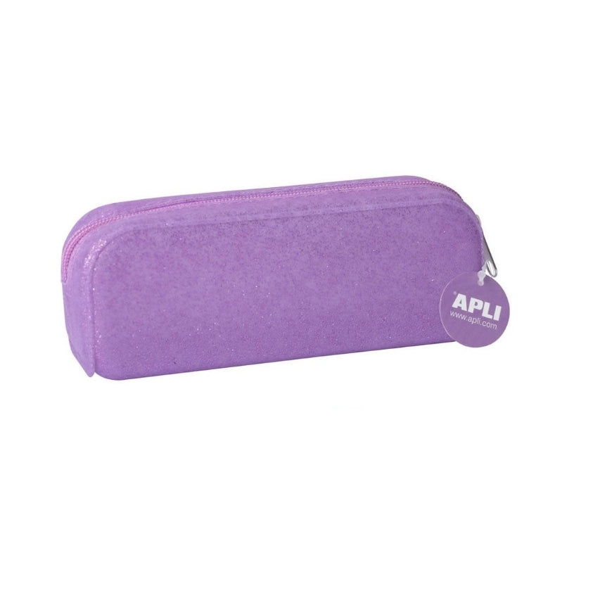 Estojo Silicone com Gliter Roxo