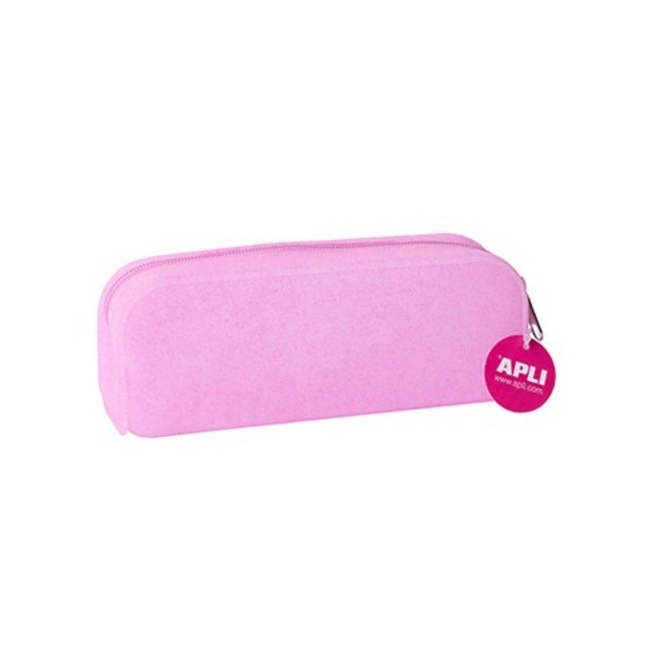 Estojo Silicone com Gliter Rosa