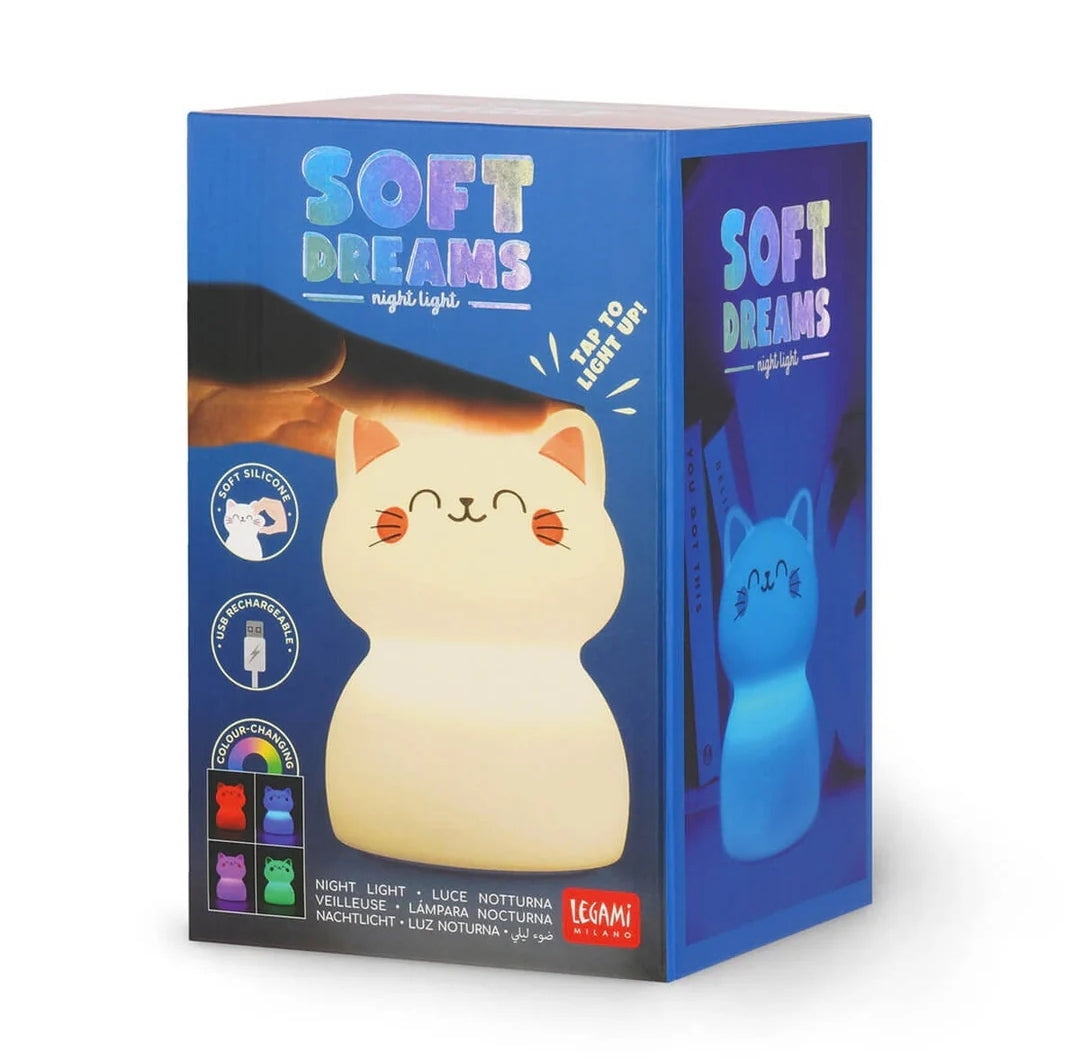 Luz de Presença Recarregável Gatinho Troca de Cor Legami