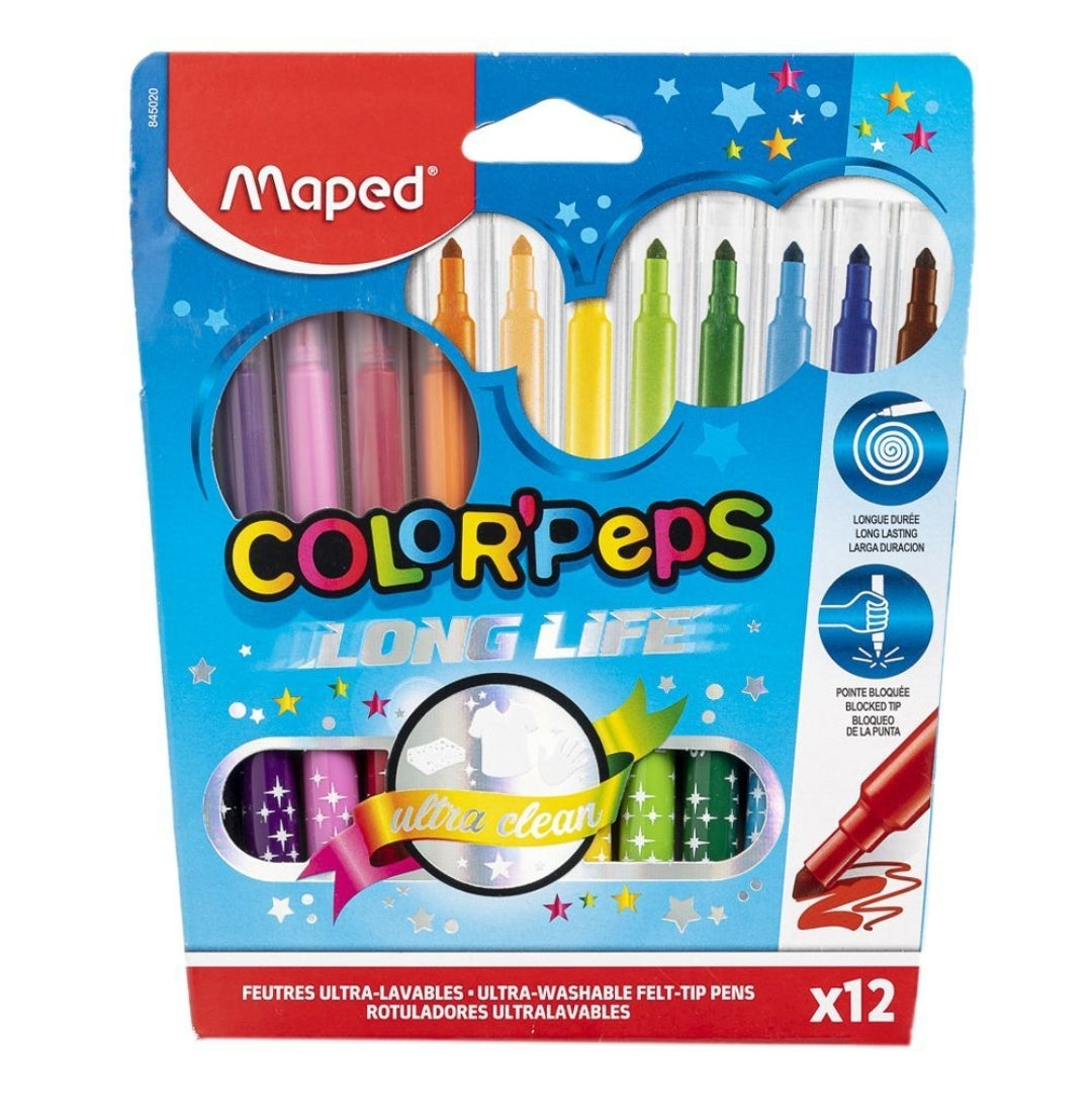 12 Marcadores de Colorir Long Life